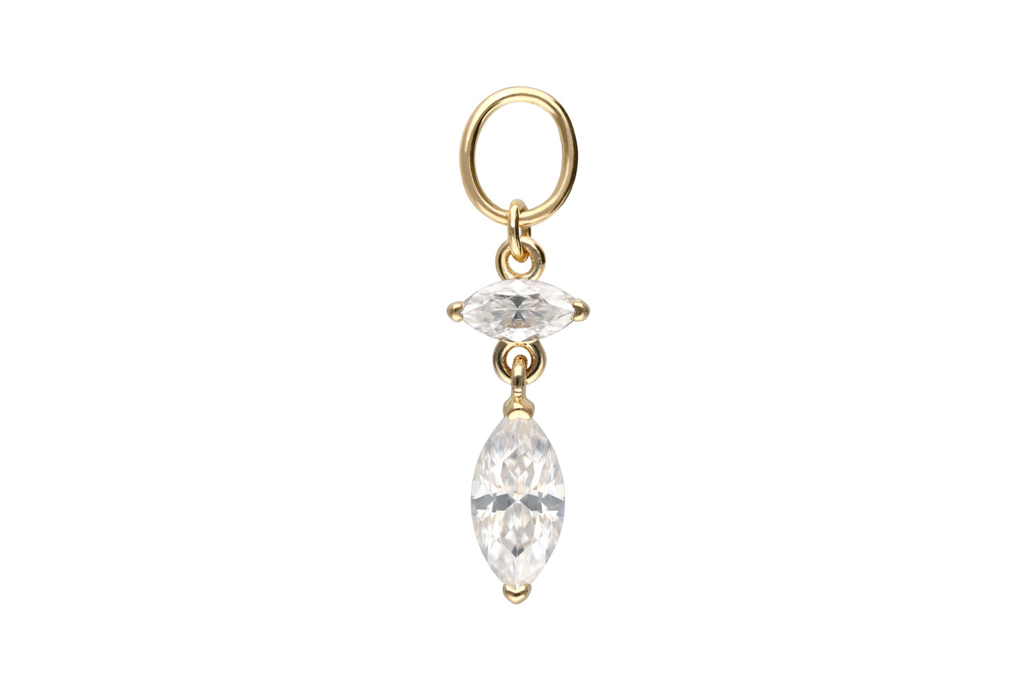 18 Karat Gold Anhänger für Clicker 2 EINGEFASSTE MOISSANIT-TROPFEN von Piercingline